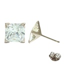 PENDIENTE CARRE 7x7  PRESION ORO BLANCO.