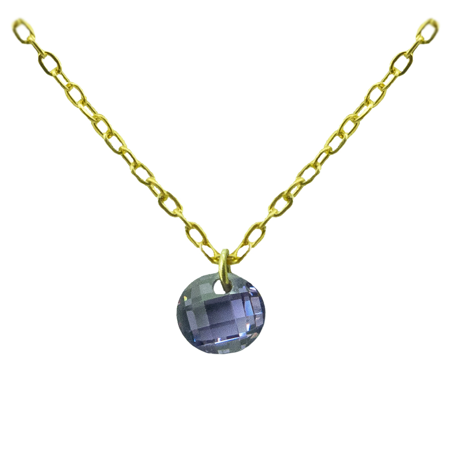5MM AMETHYST COLOR  CZ CHARM NECKLACE.45CM CHAIN.