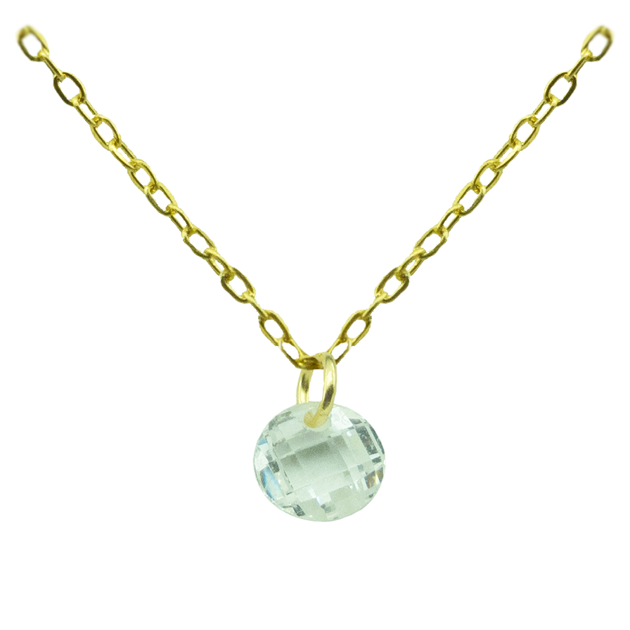 5MM WHITE CZ CHARM NECKLACE.45CM CHAIN.