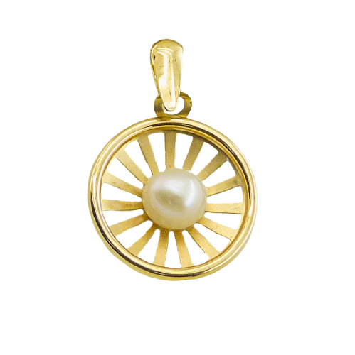 13 MM ROUND PENDANT WITH 4MM ROUND FRESHWATER PEARL.