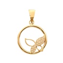 13MM ROUND PENDANT WITH FLOWER.