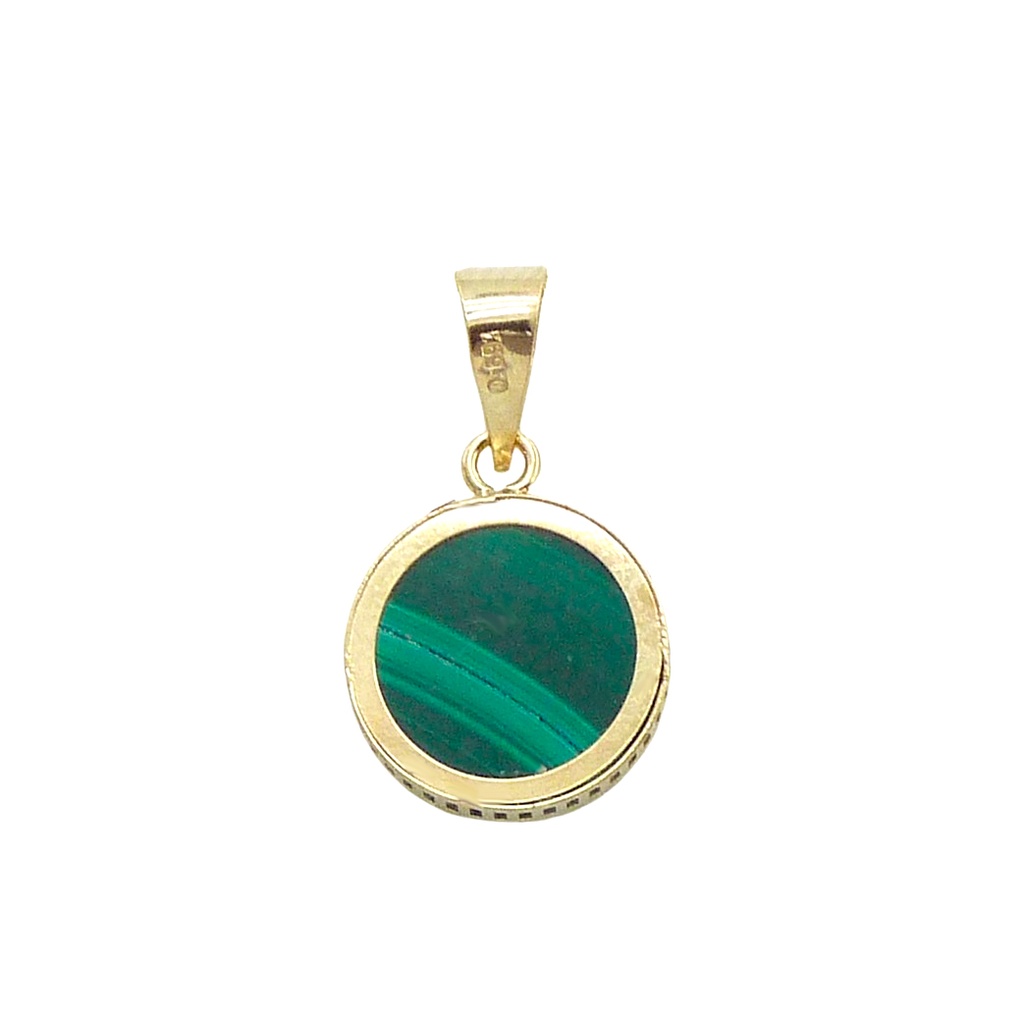9MM ROUND MALACHITE PENDANT.