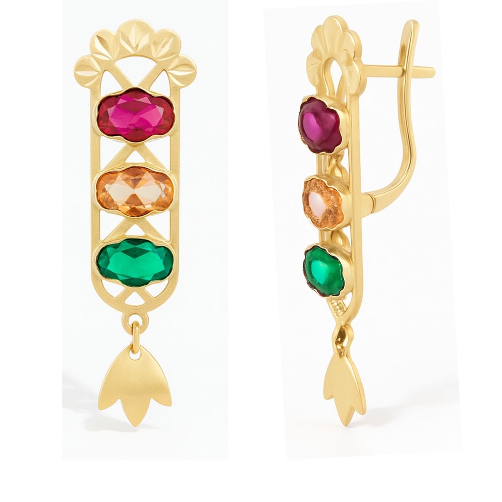 32x7MM LEVERBAK EARRINGS WITH COLORED CZ.