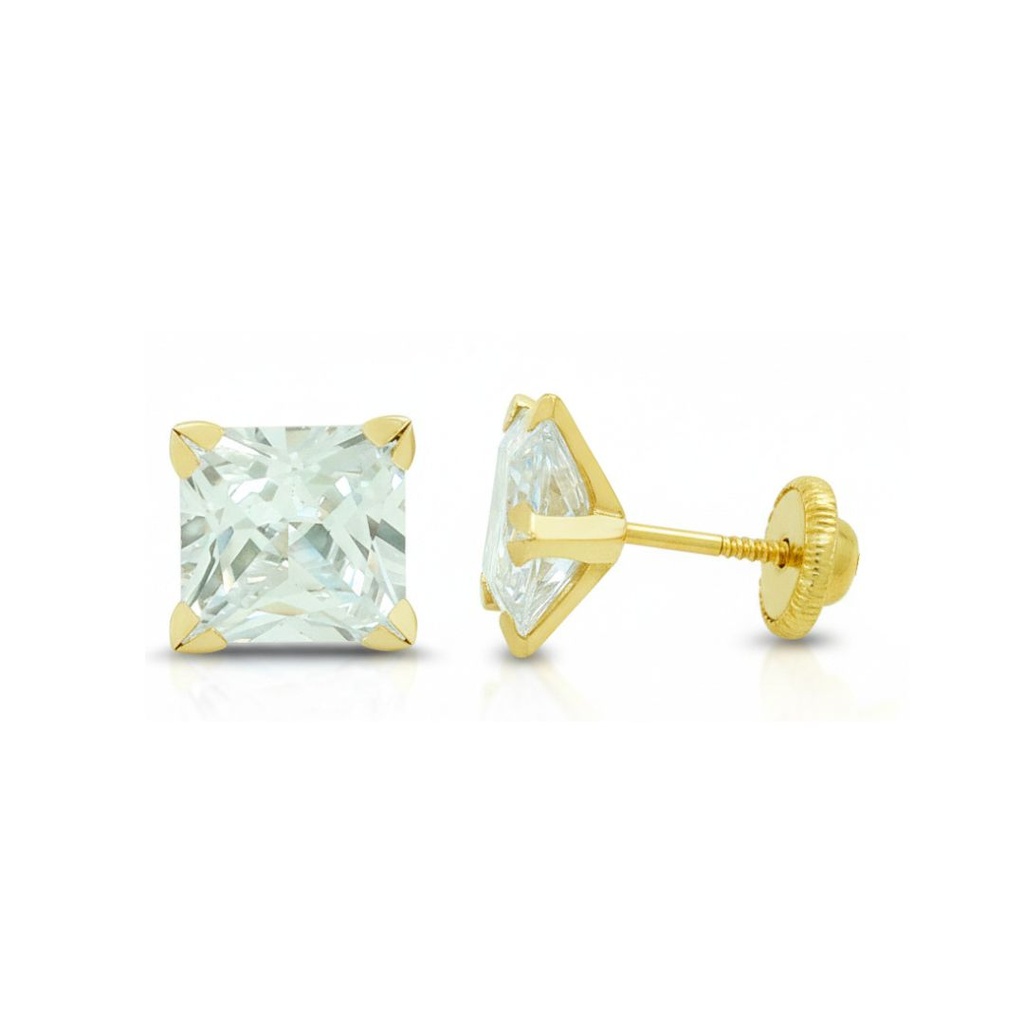 3x3MM CUBIC ZIRCONIUM EARRINGS.SCREW BACK.