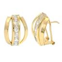 PENDIENTES 2 BANDAS 1 CARRE OMEGA 14x10MM