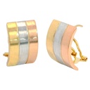 18x8MM TRI COLOR GOLD OMEGA BACK EARRINGS.