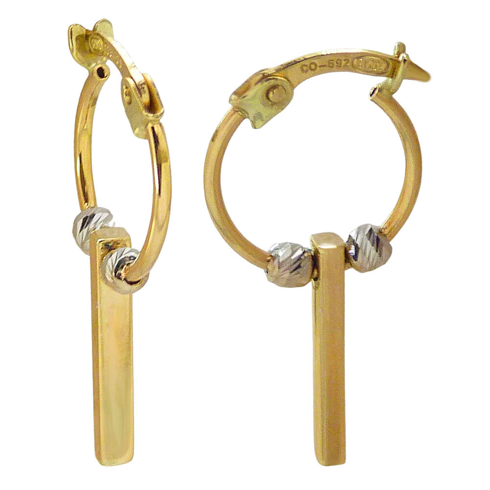 AROS BICOLOR CON BARRETA Y BOLAS.