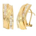 16x8MM OMEGA BACK EARRINGS WITH CZ.