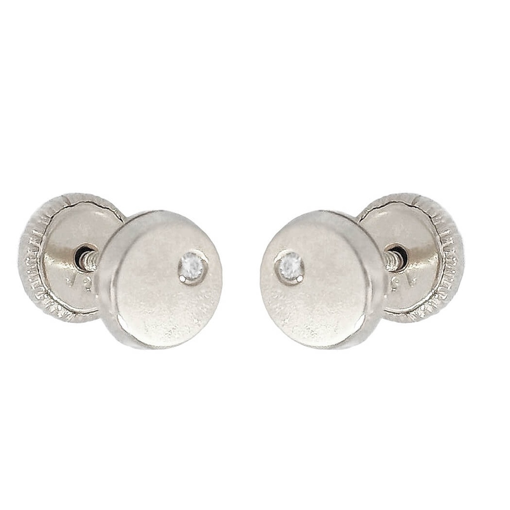 6MM WHITE GOLD ROUND STUD EARRINGS.DIAMONDS 0.04 CT TW.