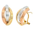 18x9MM TRI COLOR GOLD EARRINGS.OMEGA BACK.