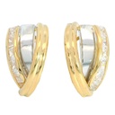 15x10MM TWO TONE GOLD OMEGA BACK EARRINGS.