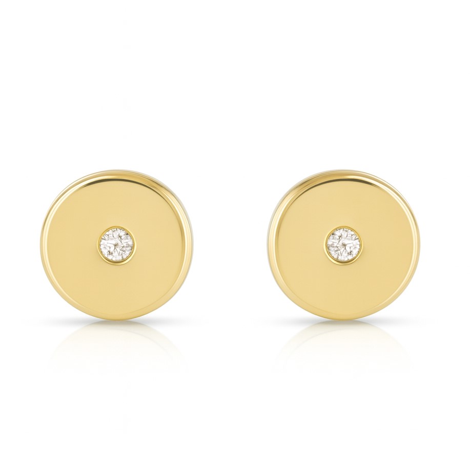 5'5MM ROUND STUD EARRINGS WITH CZ.SCREW BACK.