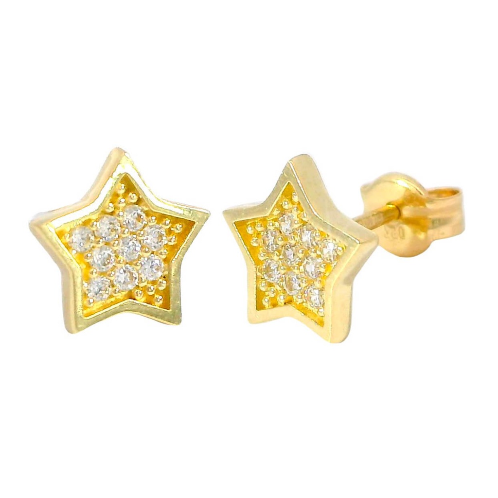 7'5MM STAR STUD EARRINGS WITH CZ.