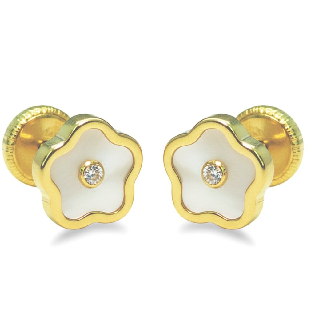 6'5MM MOTHER OF PEARL STUD EARRINGS.SCREW BACK.