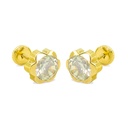 5MM CZ FLOWER EARRINGS.SCREW BACK.