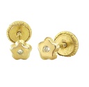 3MM FLOWER EARRINGS WITH CZ.SCREW BACK.