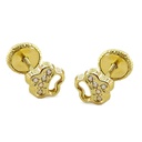 5'5MM FLOWER STUD EARRINGS WITH CZ.SCREW BACK