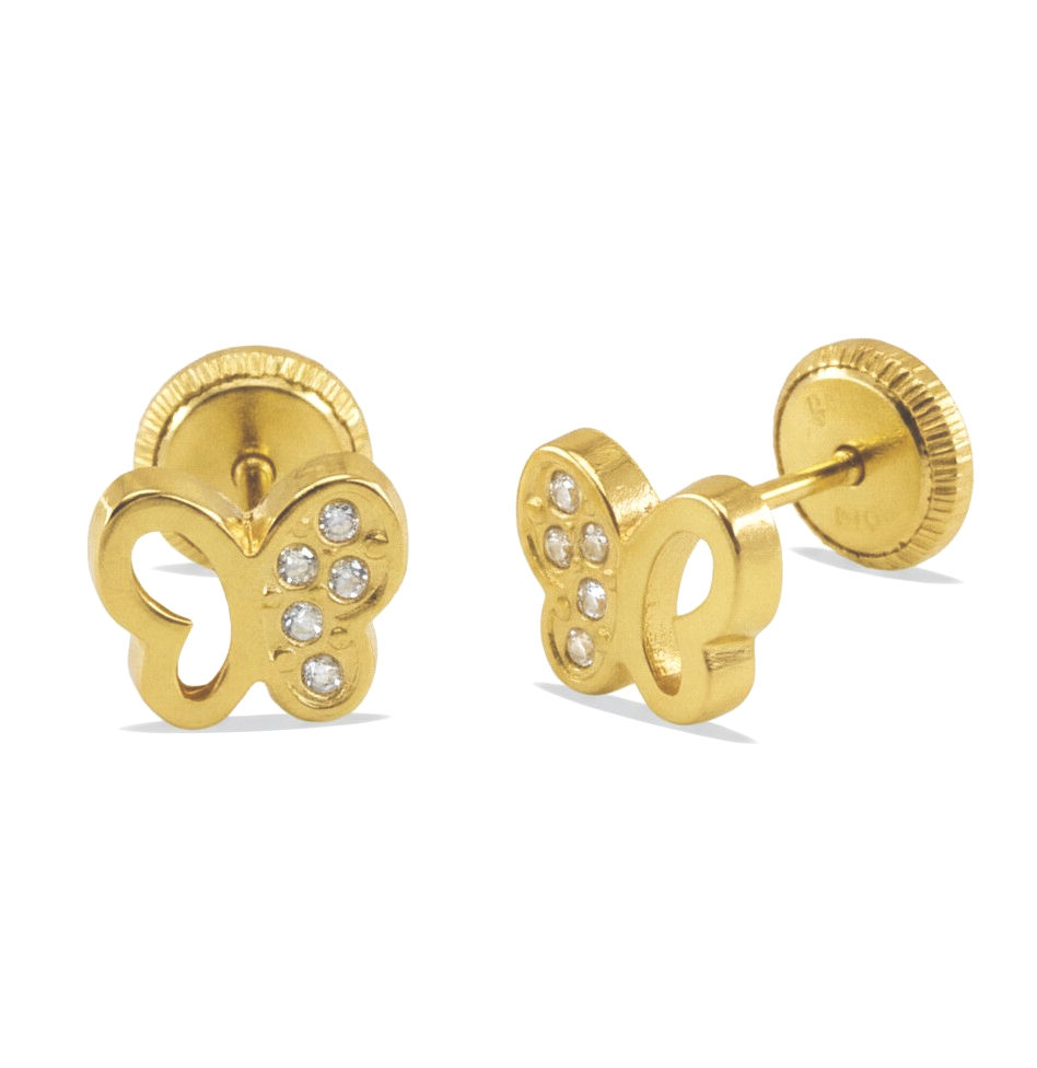 5x7MM BUTTERFLY STUD EARRINGS WITH CZ.