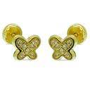 6MM BUTTERFLY STUD EARRINGS WITH CZ.SCREW BACK.