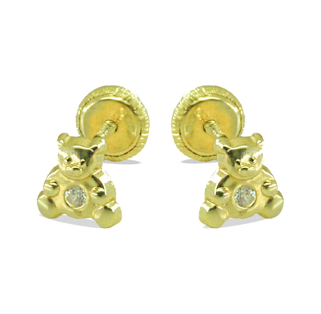 6MM TEDDY BEAR EARRINGS.SCREW BACK.