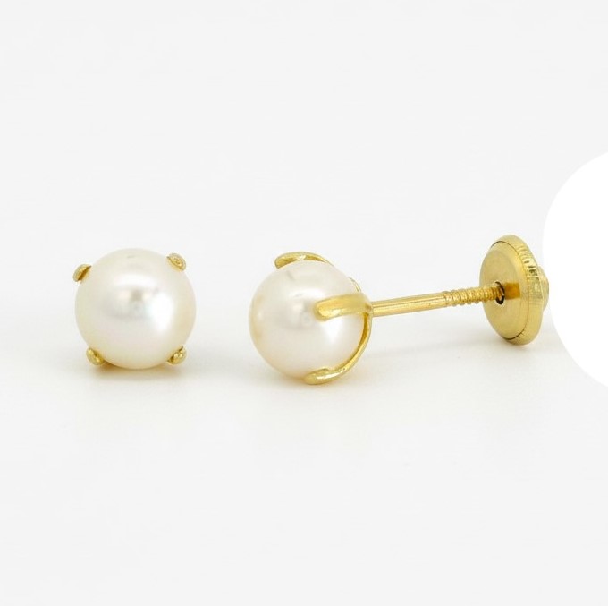 PENDIENTES PATILLA PERLA DE  5MM. TORNILLO Perla Cultivada