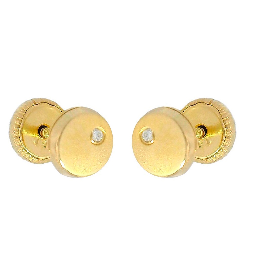 6MM ROUND STUD EARRINGS WITH DIAMONDS.0.04 CT TW.
