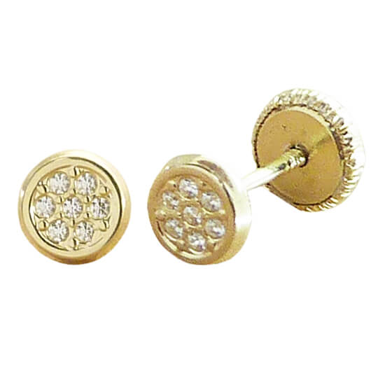 4 MM ROUND EARRINGS WITH CZ'S.SCREW BACK.