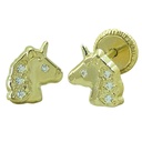 5MM UNICORN SCREWBACK EARRINGS WITH CZ'S