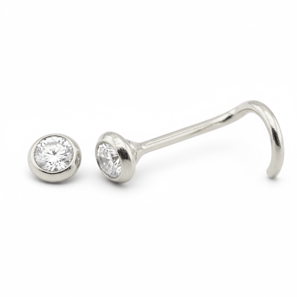 2MM CZ NOSE PIERCING.WHITE GOLD.