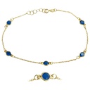 19MM BRACELET WITH 4MM SAPPHIRE COLOR BEZELS.