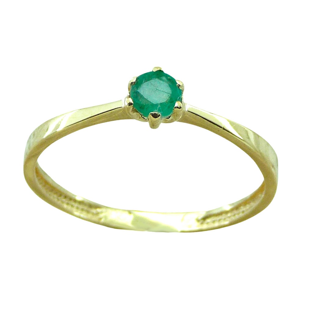 4MM ROUND EMERALD SOLITAIRE RING.