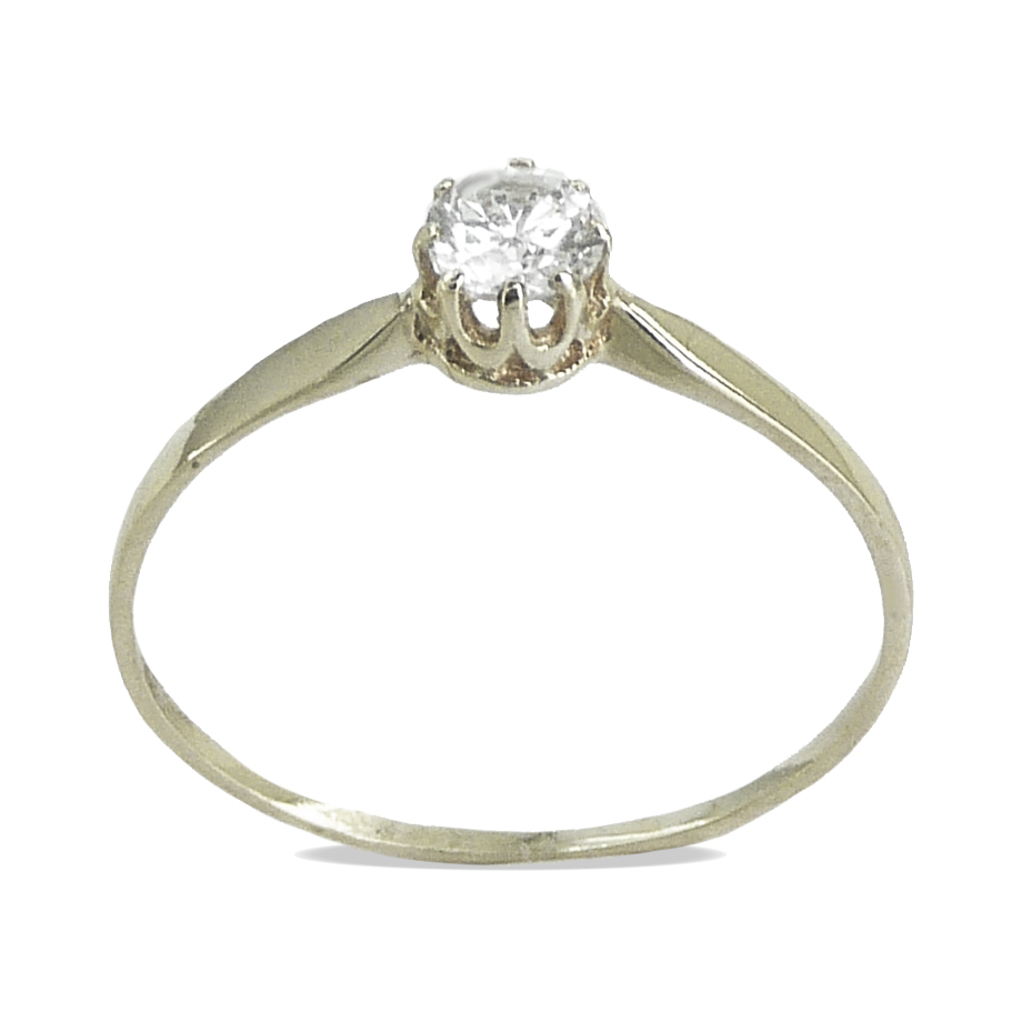 WHITE GOLD CZ SOLITAIRE RING.