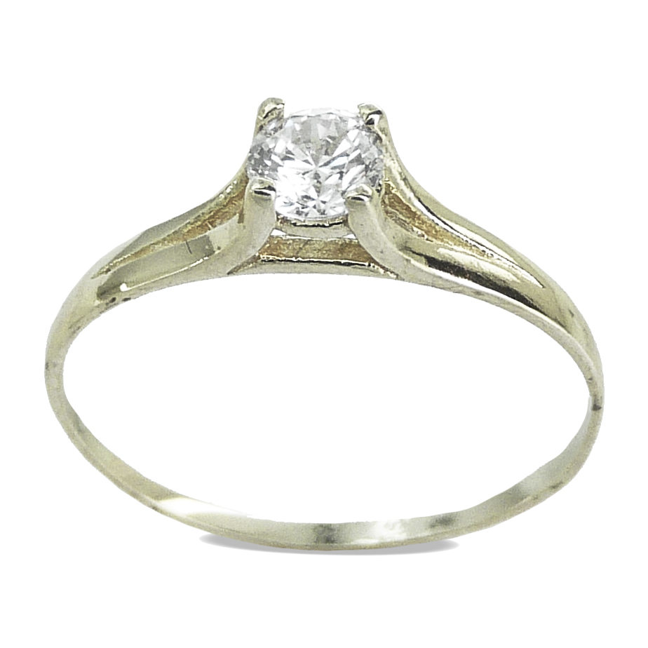 4MM WHITE GOLD CZ SOLITAIRE RING.