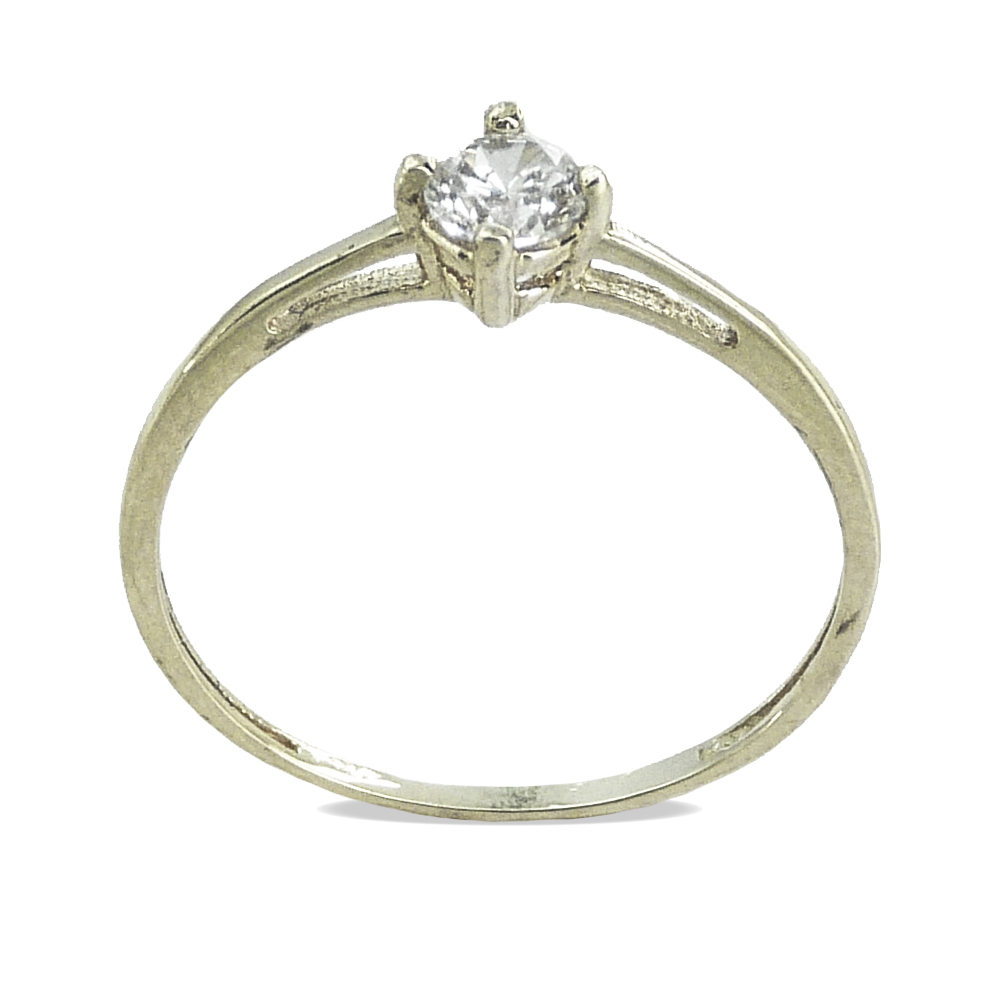 WHITE GOLD CZ SOLIATIRE RING.