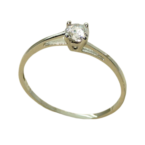 WHITE GOLD CZ SOLITAIRE RING.