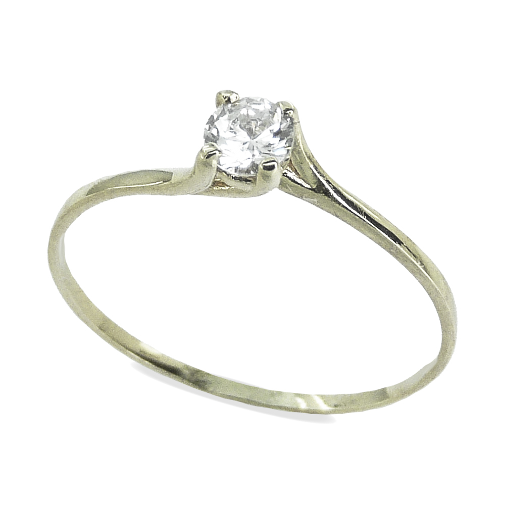 WHITE GOLD CZ SOLITAIRE RING.