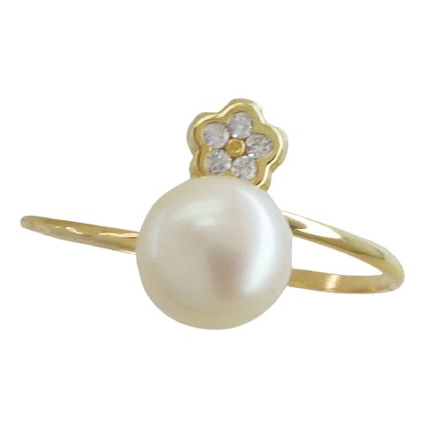 7MM  FRESHWATER PEARL AND FLOWER WITH CZ RING