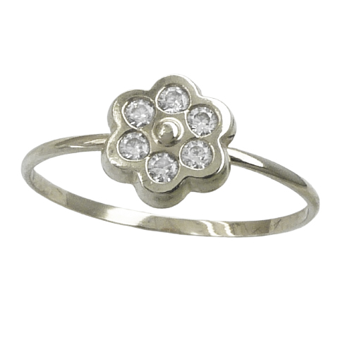 WHITE GOLD FIRST HOLY COMMUNION FLOWER RING.