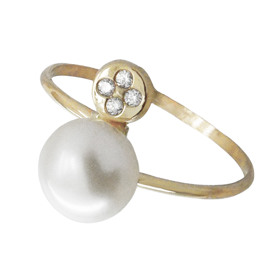 7MM FRESHWATER PEARL AND CZ RING 