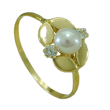 FRESHWATER PEARL AND CZ FIRST HOLY COMMUNION RING.