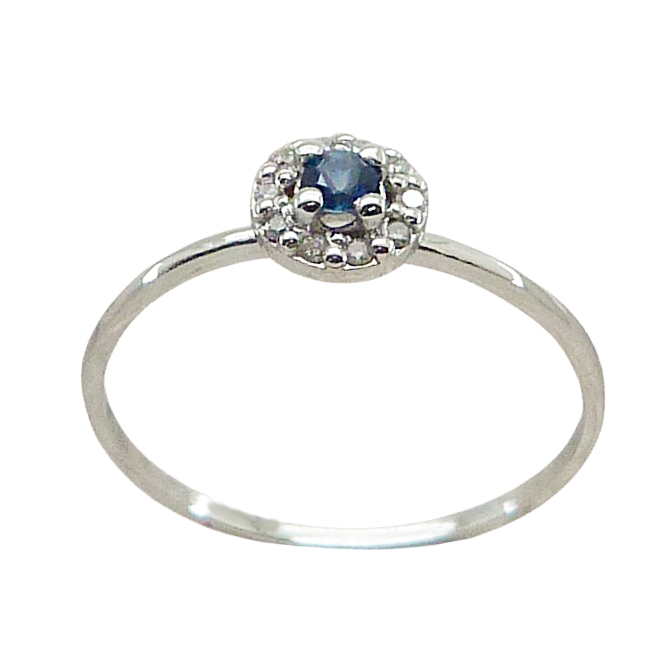 2.5MM SAPPHIRE AND 1MM DIAMONDS RING.H-SI 0.07 CT TW 