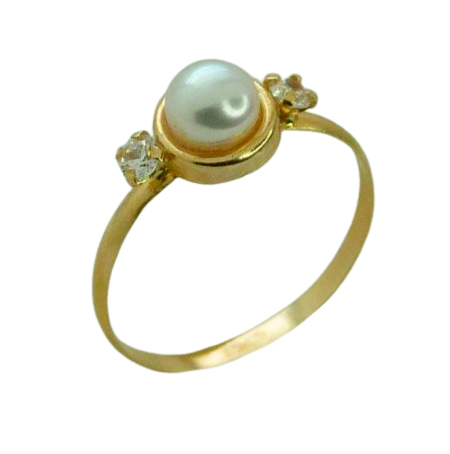 3MM FRESHWATER PEARL AND CZ FIRST HOLY COMMUNION RING.