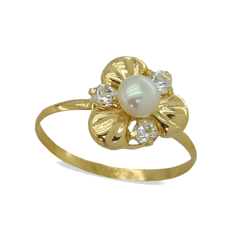 3MM PEARL AND CZ FIRST HOLY COMMUNION RING .