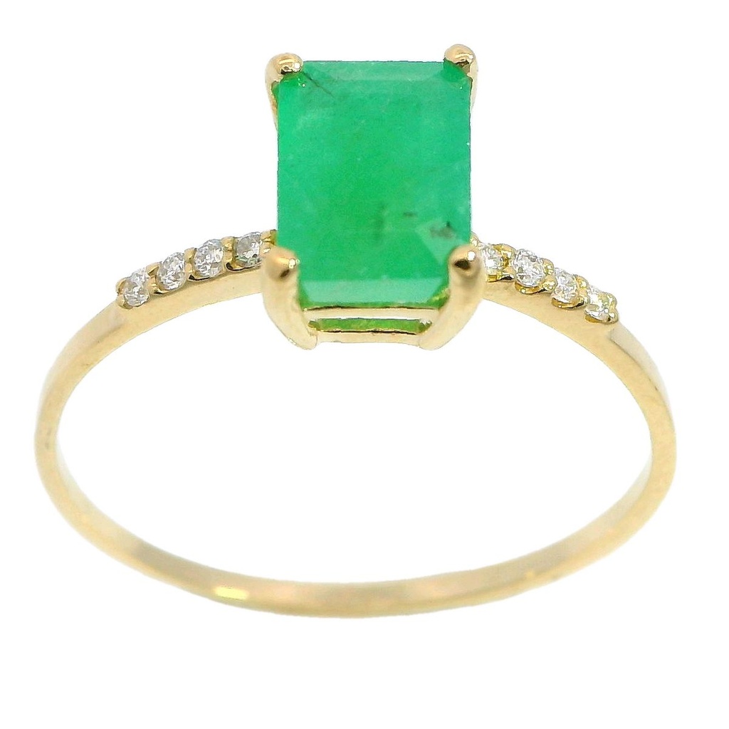 SORTIJA ESMERALDA 7x5MM 1.10 CT 8 BRILLANTES1MM H-SI-0.06CT TW