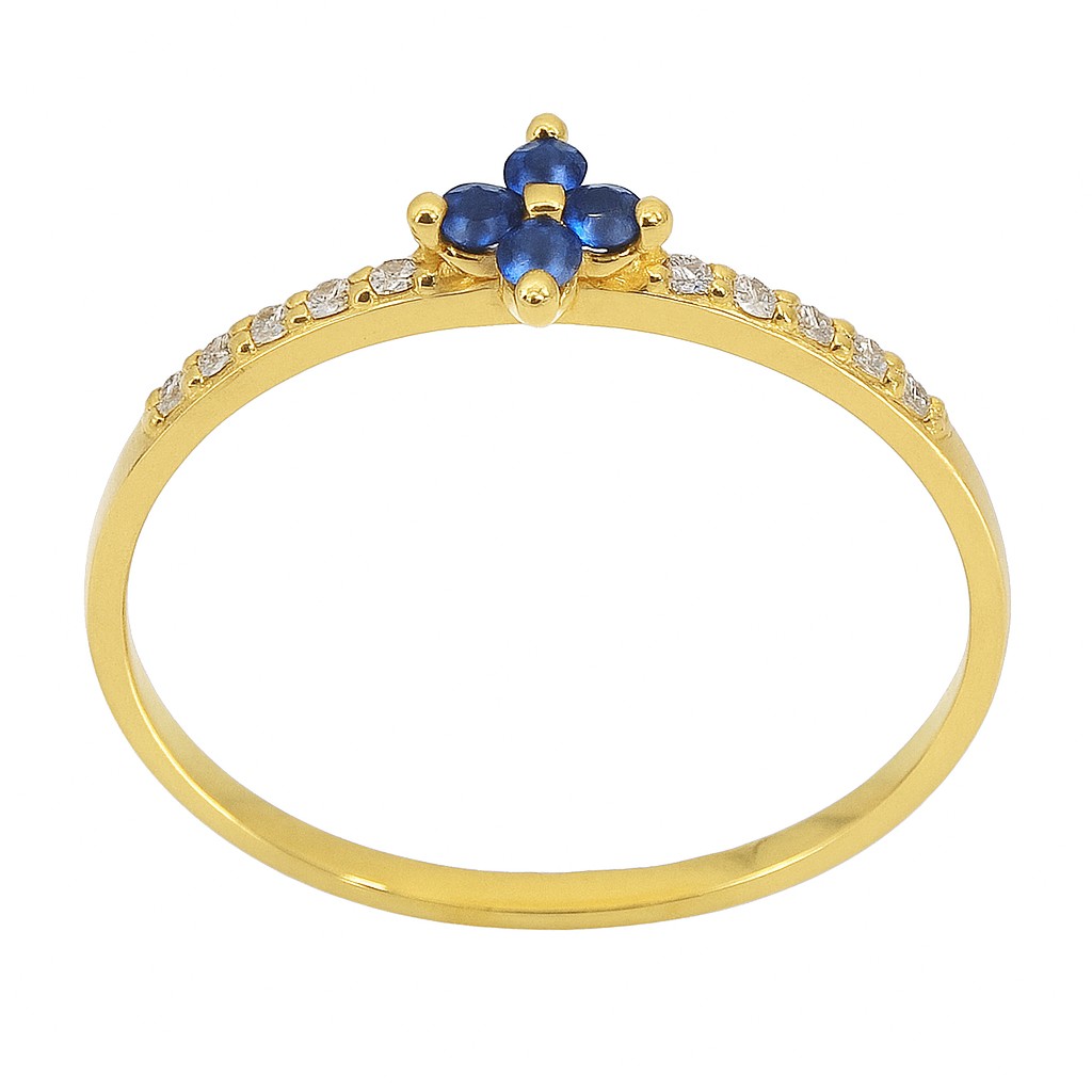 SORTIJA ZAFIRO REDONDO DE 1.5MM 10 BRILLANTES 1MM H-SI 0.07 CT