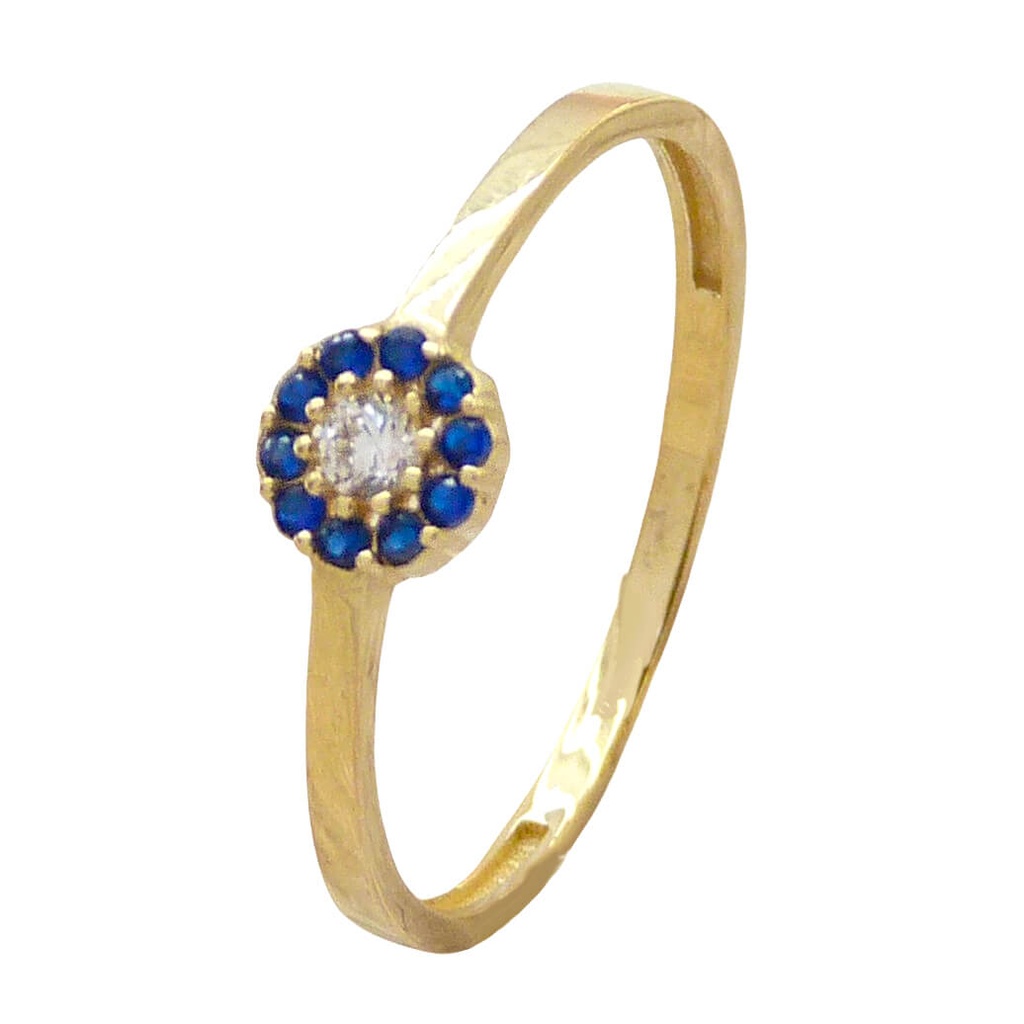 WHITE AND BLUE CZ RING.