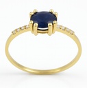 RING WITH 6x4MM OVAL SAPPHIRE AND 8 1MM DIAMONDS H-SI 0.05 CT TW
