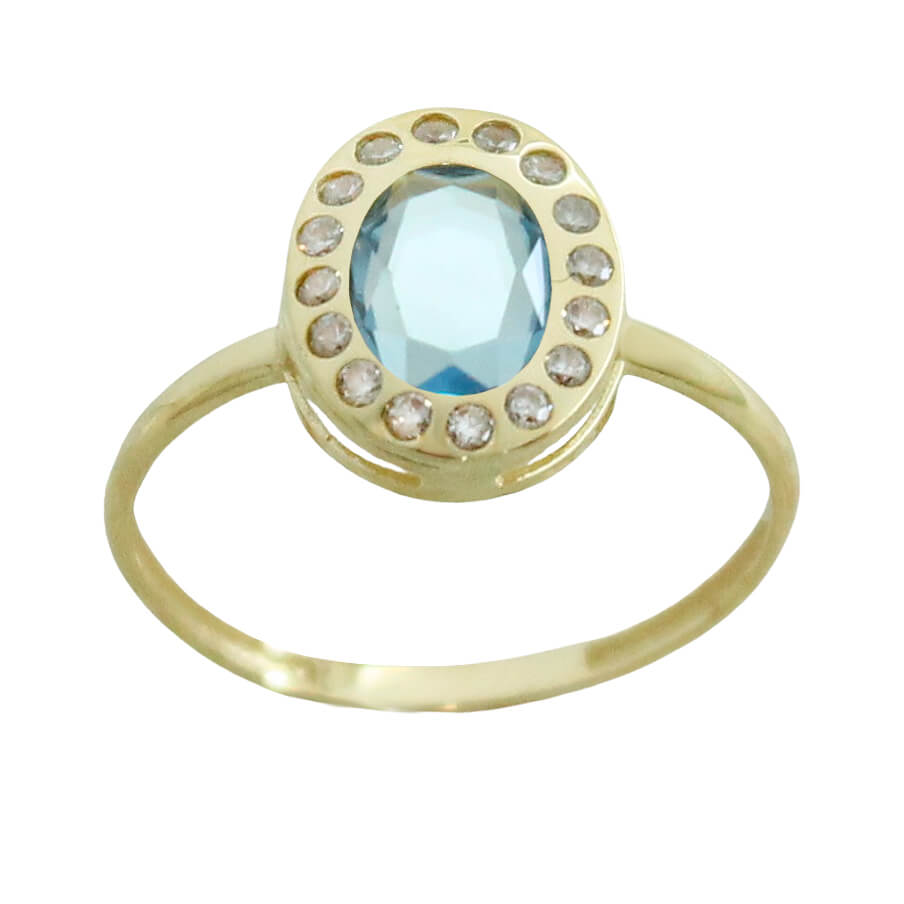 8x6MM AQUAMARINE COLOR OVAL CZ RING.