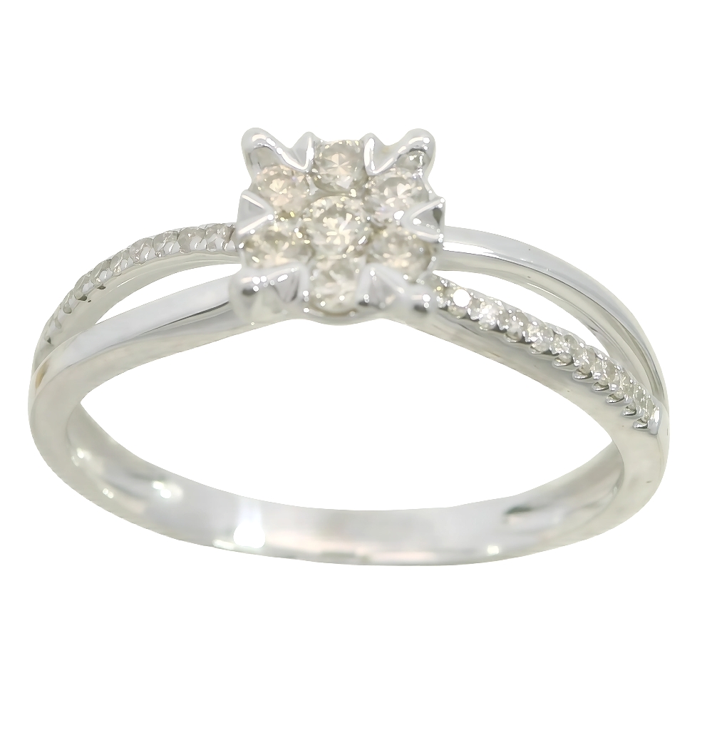 PRINCESS CUT DIAMOND RING.H-SI 0.22 CT TW 