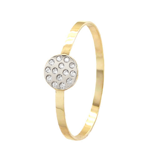 TWO TONE GOLD CIRCLE RING WITH CZ.